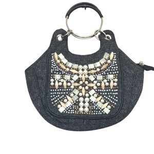NICOLE Lee Collection beaded fabric tweed handbag